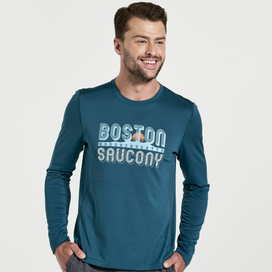 Tops * | Men'S Stopwatch Graphic Long Sleeve Saucony Cheap